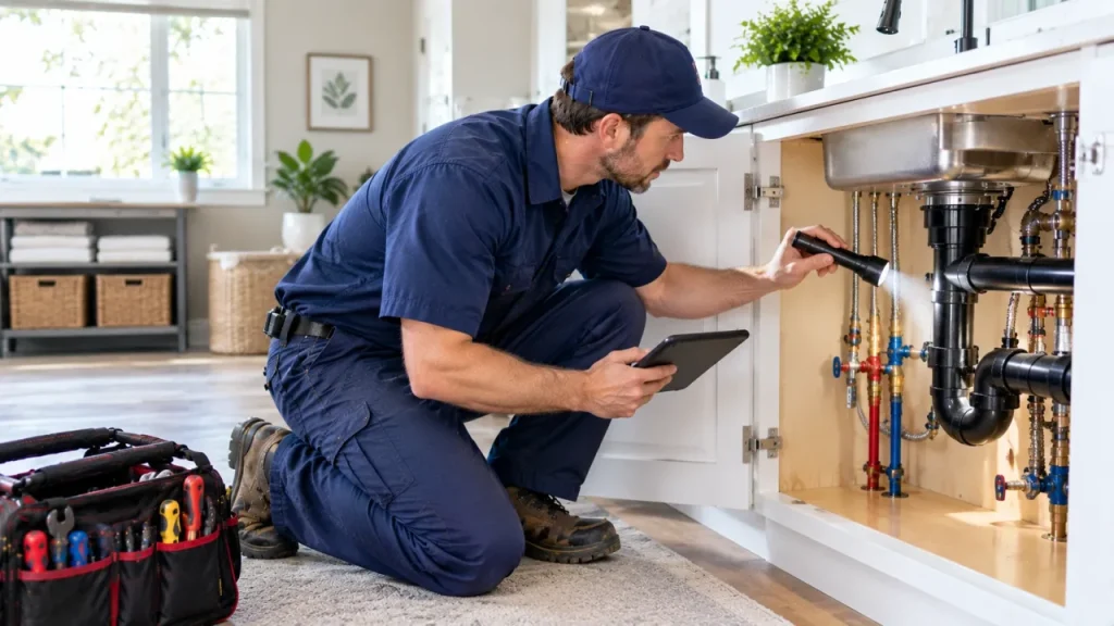 Local plumber performing preventive plumbing maintenance in Shady Side MD